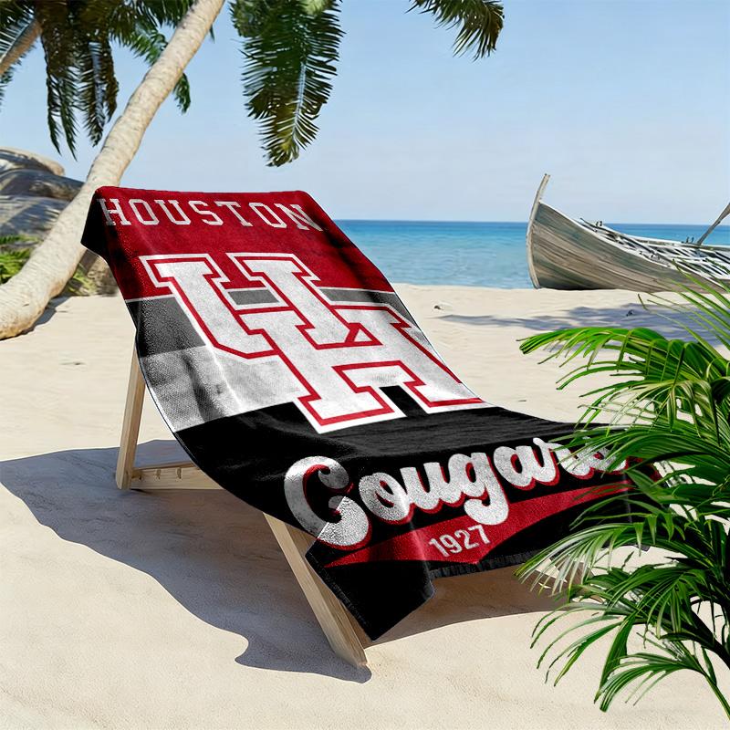 Houston Cougars Print Beach Towel, Large Soft Quick Dry Towel for Beach Camping Swimming
