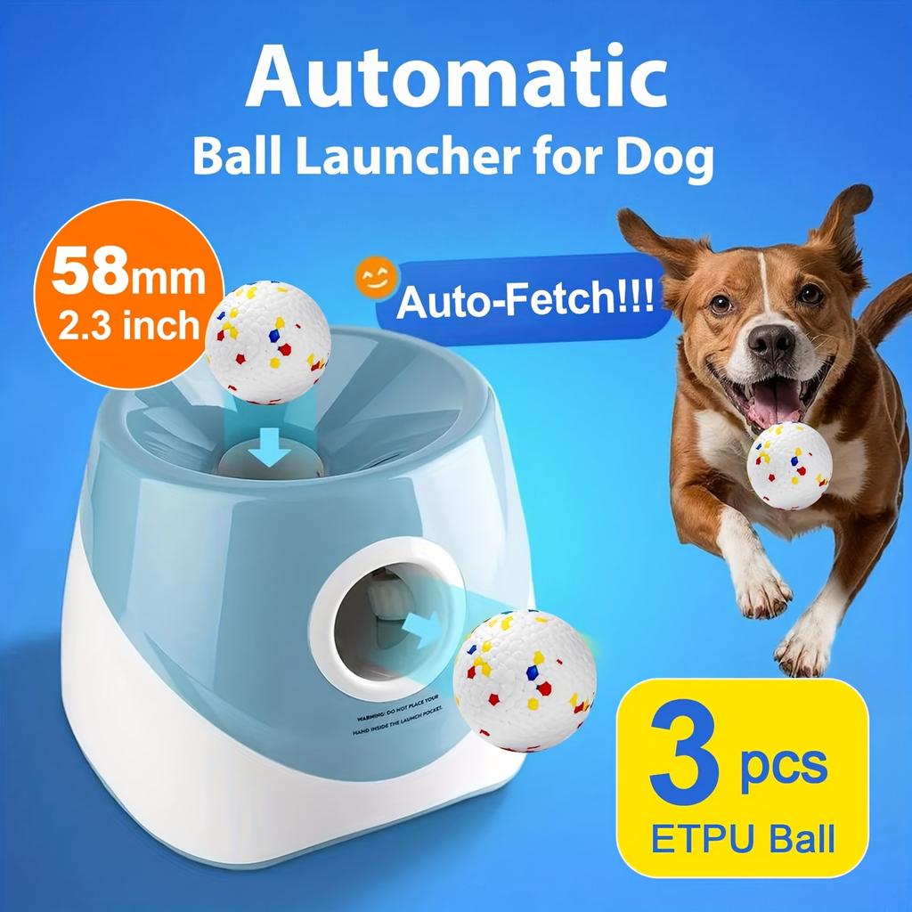 Automatic Pet Dog Ball Launcher Indoor Outdoor Interactive Dog Toy For Fetch Play Time with 3 Distance
