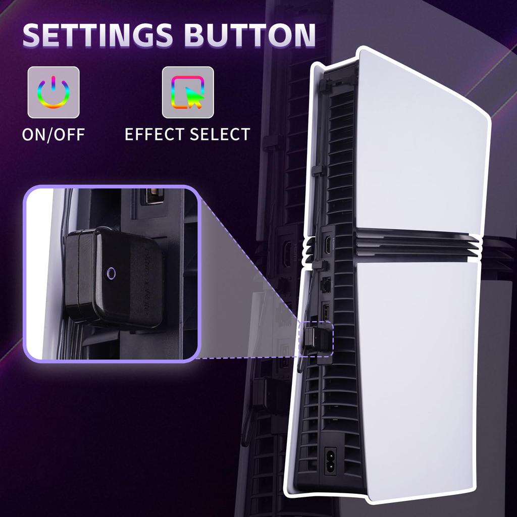 eXtremeRate RGB Logo LED Kit for PS5 Colors 40 Lighting Compatible with Disc and Digital Decorative Illuminated Logo Light Slim/Pro (7 & Effects),