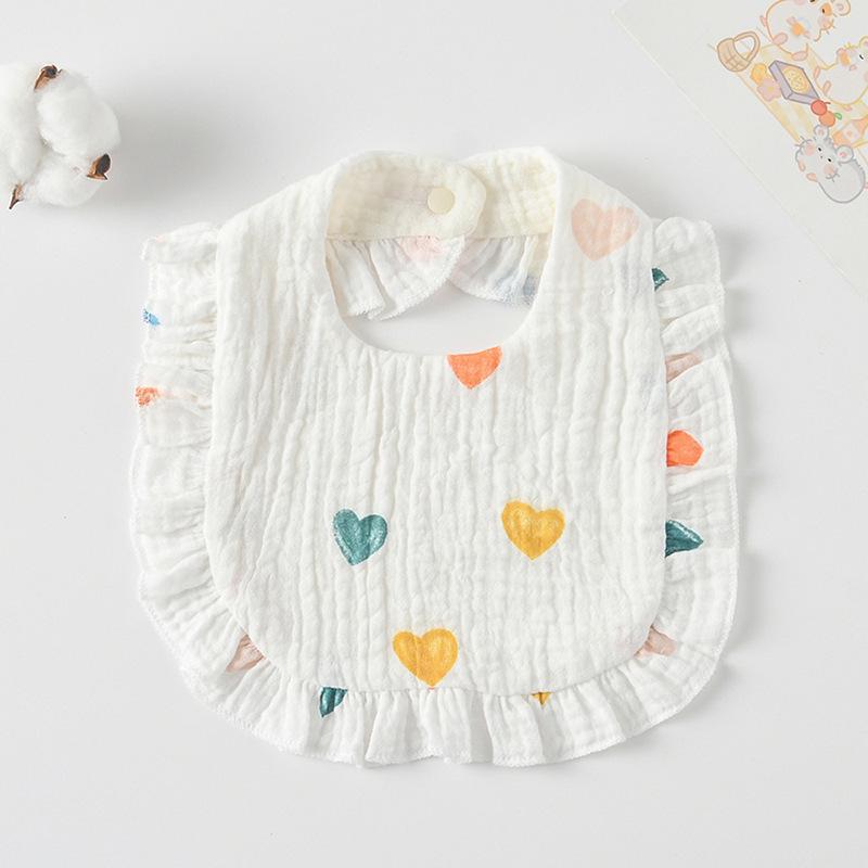 Ruffled Pure Cotton Baby Bibs with Lace Trim