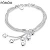 925 Sterling Silver Tassel Heart Charm Bracelet &Bangle For Women Girls Party Wedding Jewelry Pulseras Mujer Sl256