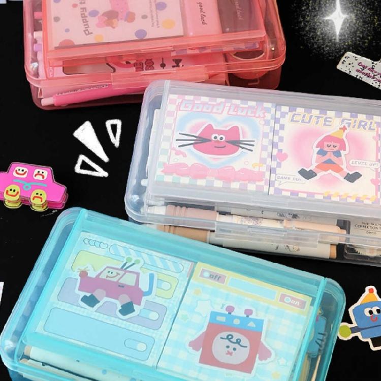 Double Layer Pencil Case High Capacity Pen Case Water Resistant Pencil Storage Box Portable Pen Organizers for Student