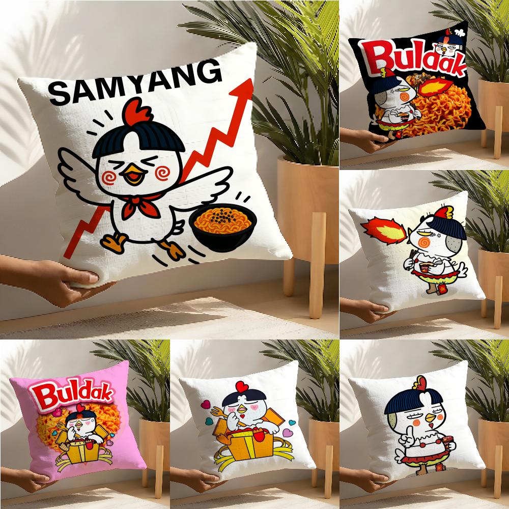 Famous Buldak Ramen Cartoon Pillow Case Linen Cushion Covers For Decorative Sofa Home Pillows Case Car Chair Pillows Cases