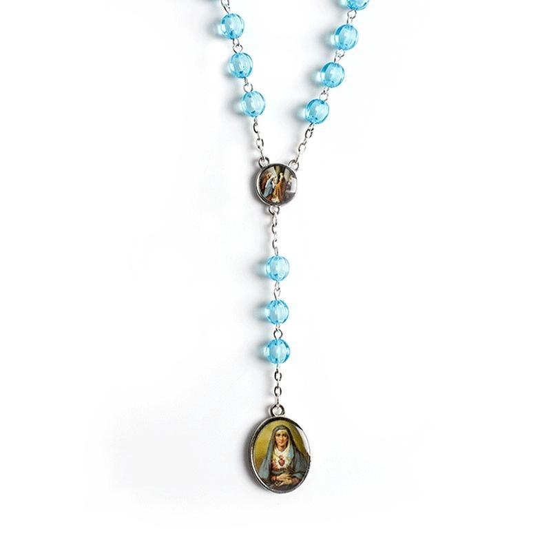 1PC Seven Sorrows of Mary Rosary Chaplet Acrylic Beads Catholic Jewelry Necklace for Women Men