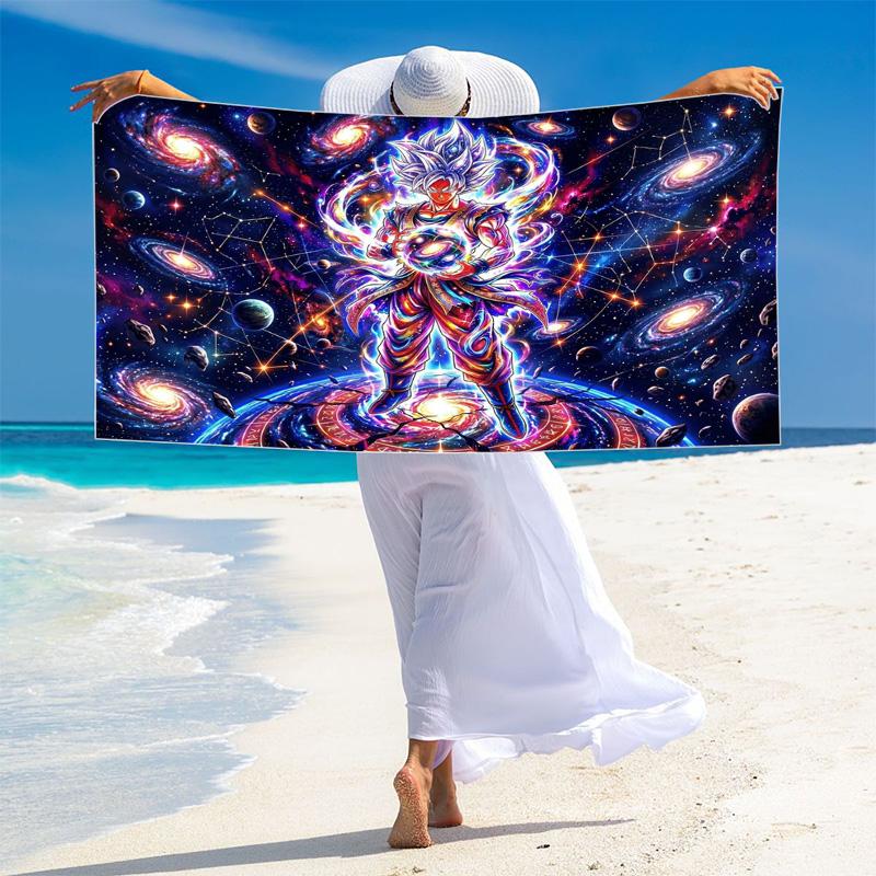 Goku Anime Print Beach Towel, Large Soft Quick Dry Towel for Beach Camping Swimming