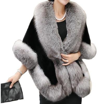 Damski damski szal ze sztucznego futra Sweter rozpinany sweter z peleryną Poncho