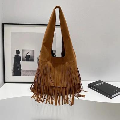 Hasp Design Underarm Shoulder Bags for Women  Tassel  Displacement Bag  Large Capacity  Versatile Bags