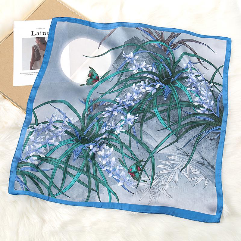 Modny Design Satynowy Jedwabny Kwadratowy Szalik Nadruk Wstążka do Włosów Szalik dla Kobiet Apaszka Bandana Nadruk Drukowany Szal Opaska na Głowę