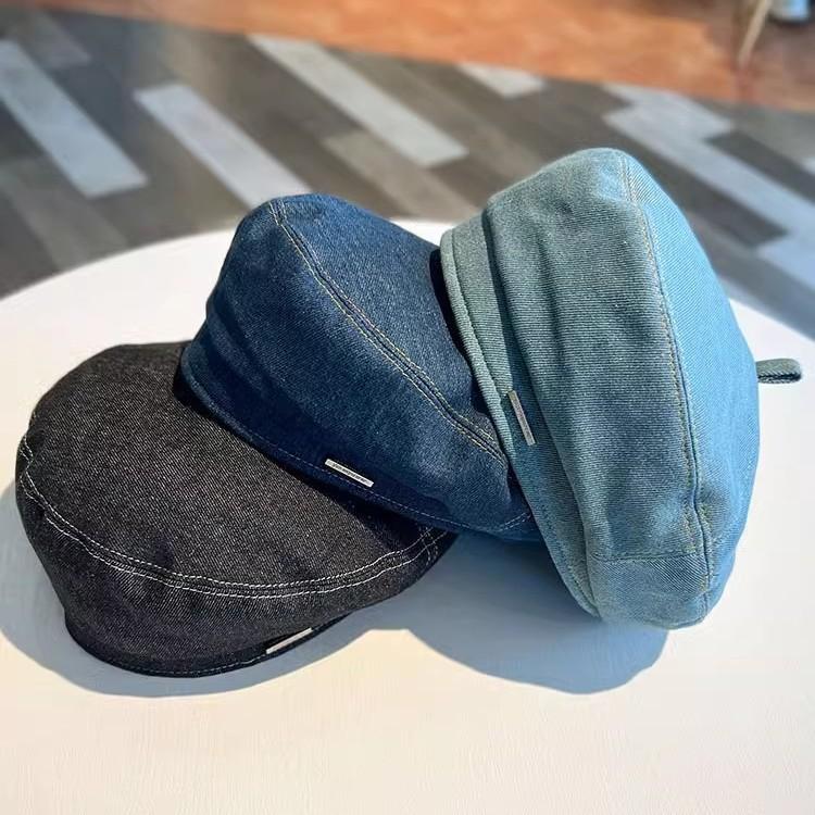 New Denim Beret Hat For Women Vintage Washed Blue Jeans French Style Painter Cap Fashion Beanie For Spring Summer