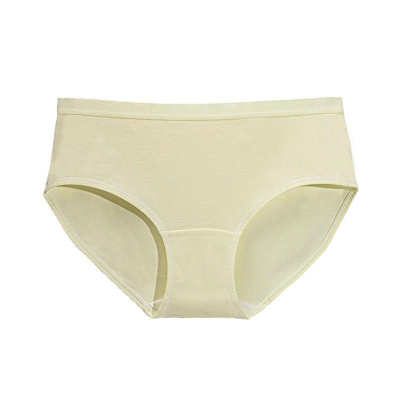 Plus Size Women's Summer Thin Pure Color Antibacterial Cotton Crotch Non Mark Middle Waist Triangle Briefs