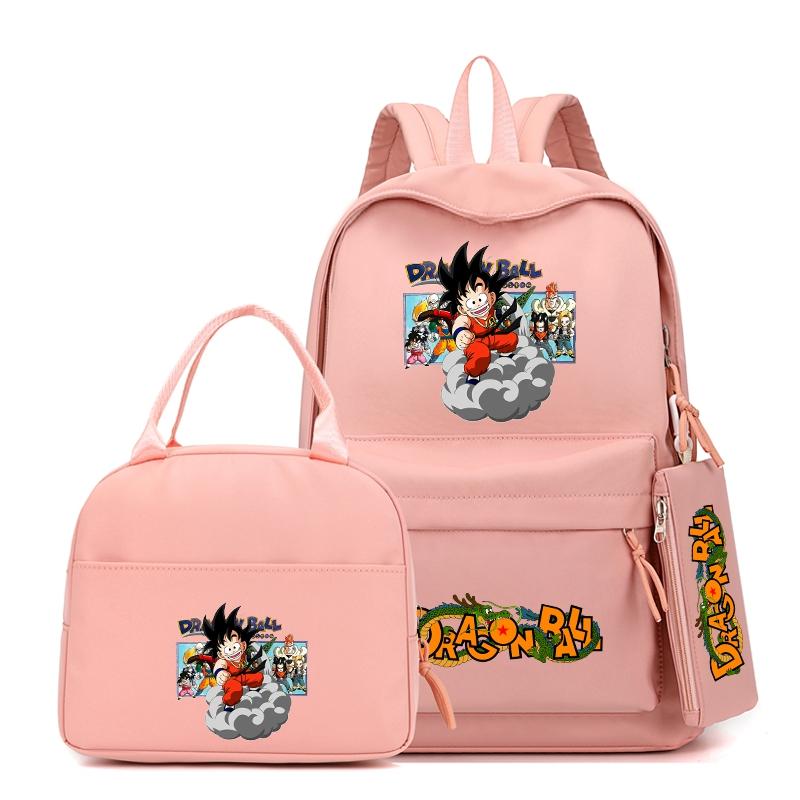 3Pcs/set Anime Dragon Ball Backpack with Lunch Bag for Girl Boy Back To School Bookbag Schoolbag Men Women Travel Bag Mochila