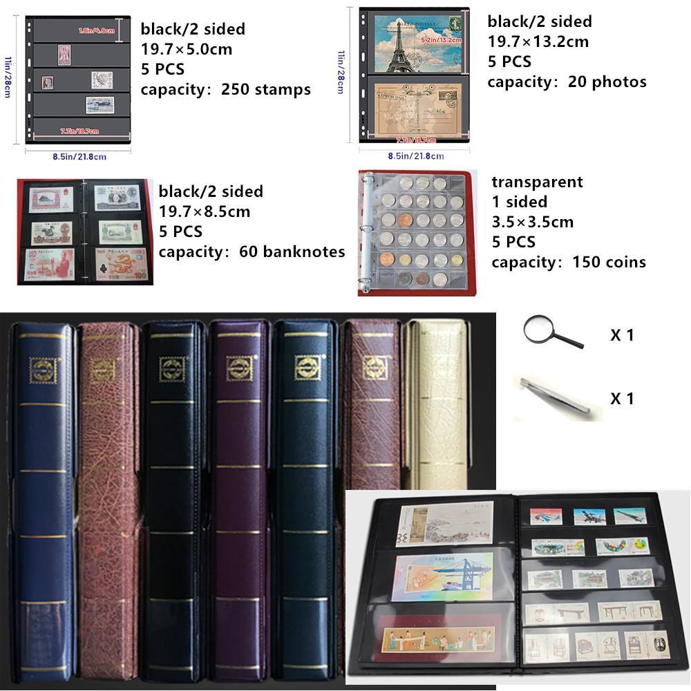 Large Capacity Stamp Collection Book, Paper Coin Collection Book, with Dust Cover, Expandable Capacity, Christmas Gift, Stocking Stuffers