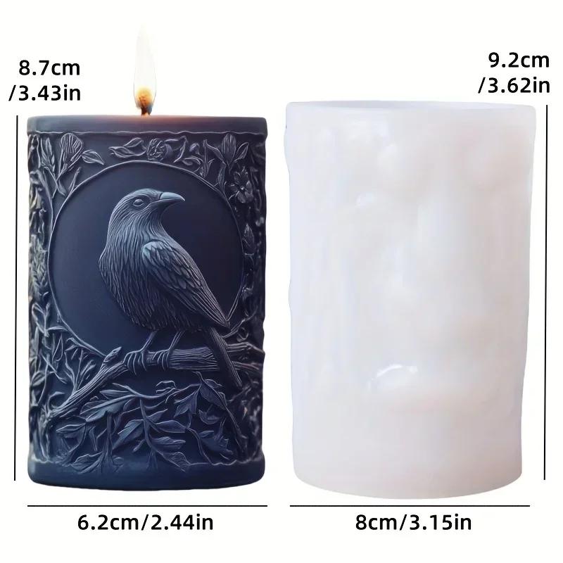 Diy Sika deer flower relief cylindrical candle silicone mold  spring and summer Sika deer stone relief cylindrical resin mold
