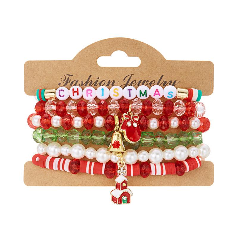 Clay Crystal Christmas Bracelet Set for Women Drip Glaze Christmas Color Alphabet Letter Beads Bracelet Kit Women Girls New Year Jewelry Accessories