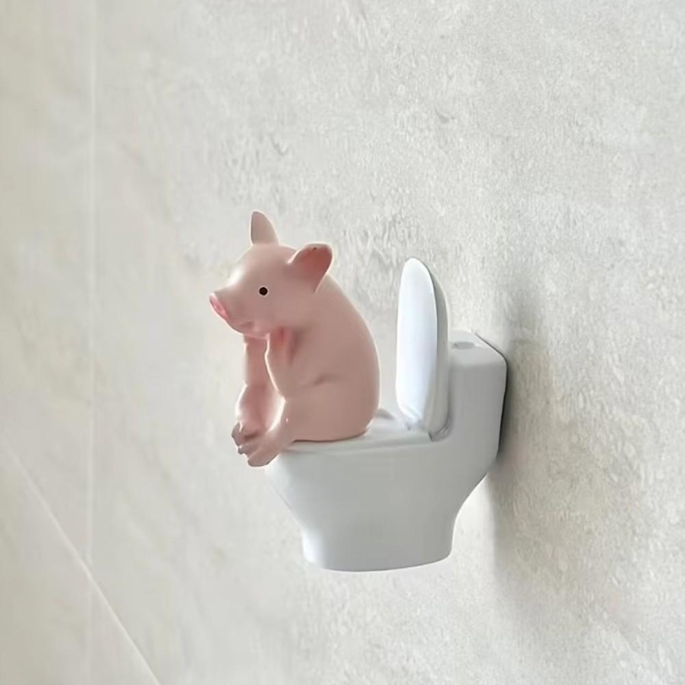 Mini Pig Desktop Ornaments Cartoon Toilet Pig Decoration Novelty Pig Figurine  Car Decor