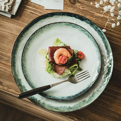 Retro Gradual Change Plate Ceramic Plate Kiln Change Ceramic Plate Household Dish Plate Steak Plate Tableware Plate