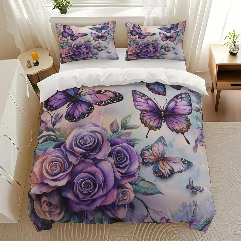 2/3pcs bedding set Digital Print Comfortable Duvet Cover for Home Bedroom Decoration, 1 Duvet Cover and 2pillowcase with Zippers