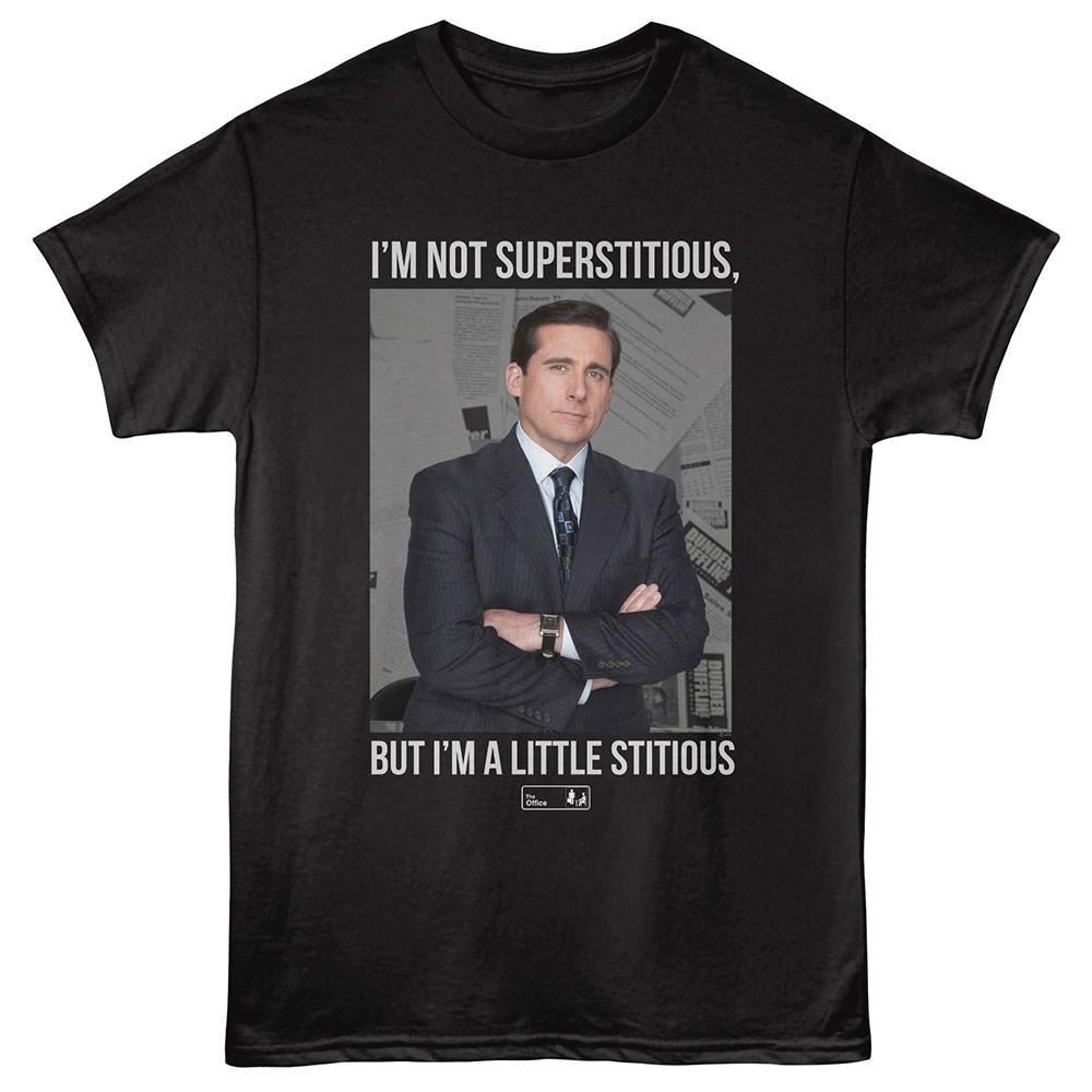 The Office Michael Scott Not Superstitious I m A Little Stitious Men s T Shirt S