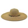 Ladies' Summer Straw Hat 13CM Large Brimmed Beach Hat Sunshade Hat Outdoor Beach Travel Hat Foldable