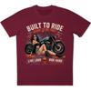 Built To Ride Born To Be Free T-Shirt Pin Up Girl Biker Motorcycle Retro Tee