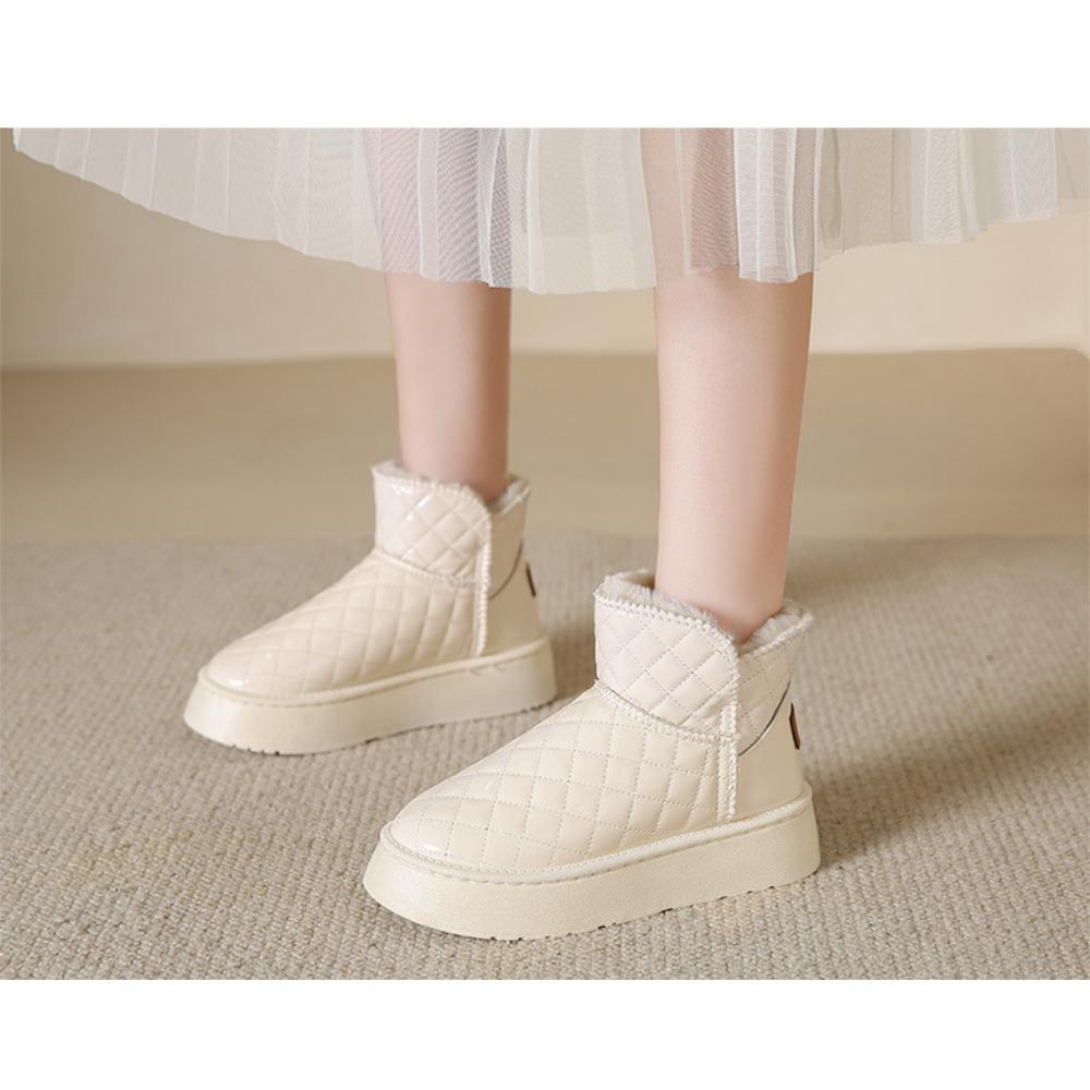 Winter Fleece Warm Diamond Patterned Snow Boots for Women