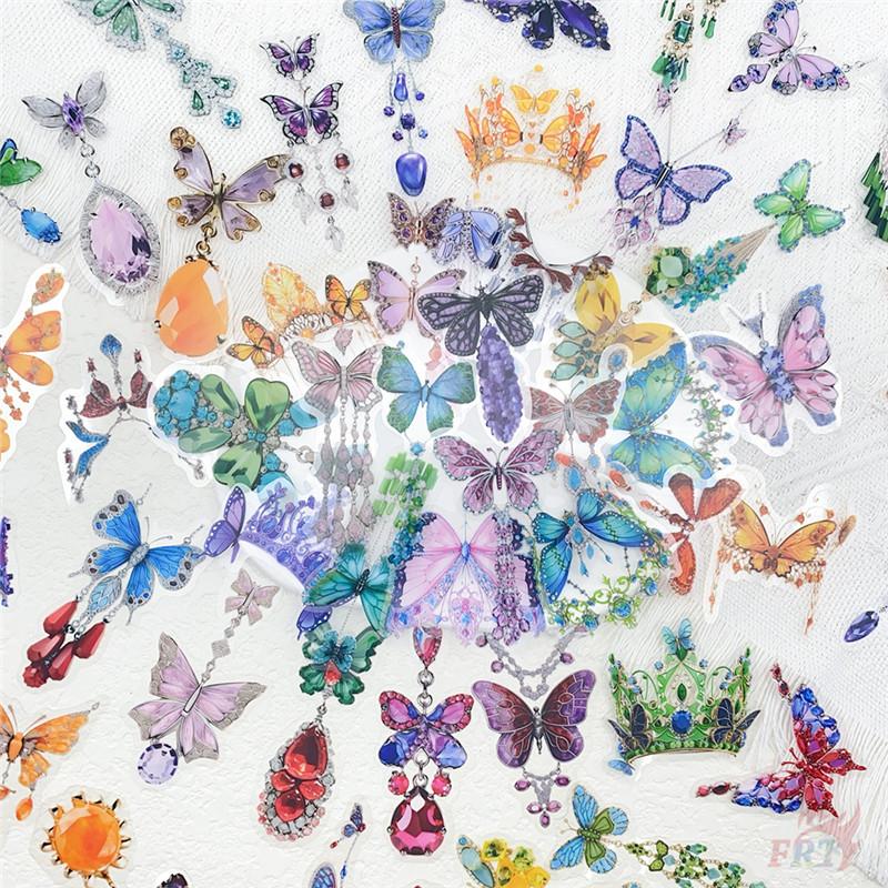 50Pcs/Set Butterfly Jewelry Series 01 PET Stickers Waterproof DIY Fashion Doodle Decals Stickers