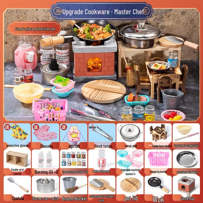 Snaen Kids Mini Real Cooking Pretend Play Kitchen Set
