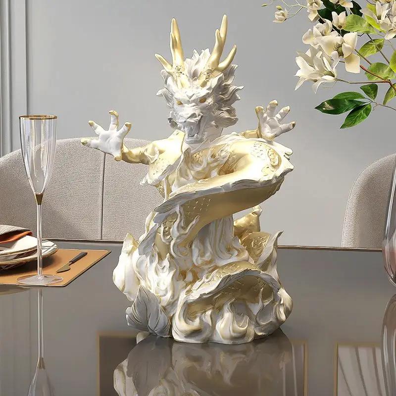 Home Decor Light Luxury Fiberglass Zodiac Dragon Ornament Living Room Decoration Office High-end Handicrafts