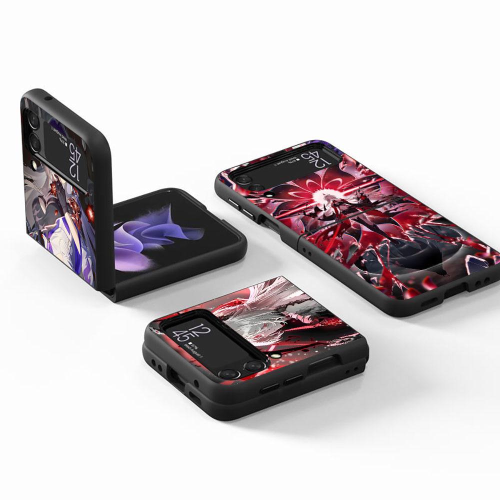 Raiden Bosenmori Mei Case for Samsung Galaxy Z Flip4 Flip3 5G PC Hard Phone Shell Z Flip 4 3 Black Coque Zflip4 Zflip3 Cover