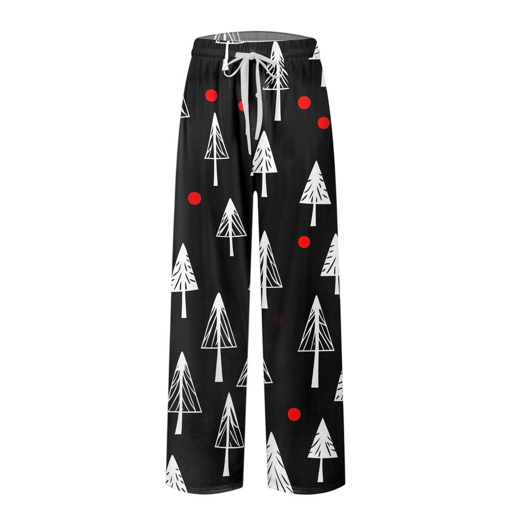 Men's Knitted Fashion Print Pocket Casual Pants Pajama Pants