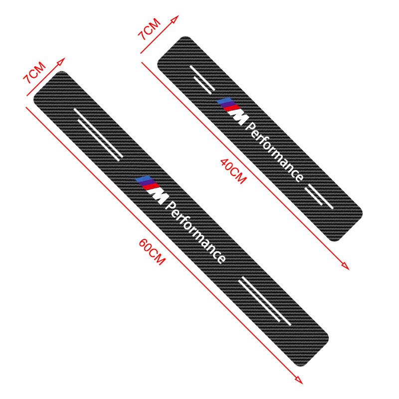 4Pcs Car Door Plate Carbon Fiber Threshold Protector Sticker Decals For BMW Performance Power M1 M2 M3 M4 M5 M6 M8 E36 E60 E46 E39 E46 E90 E60 F07 F10