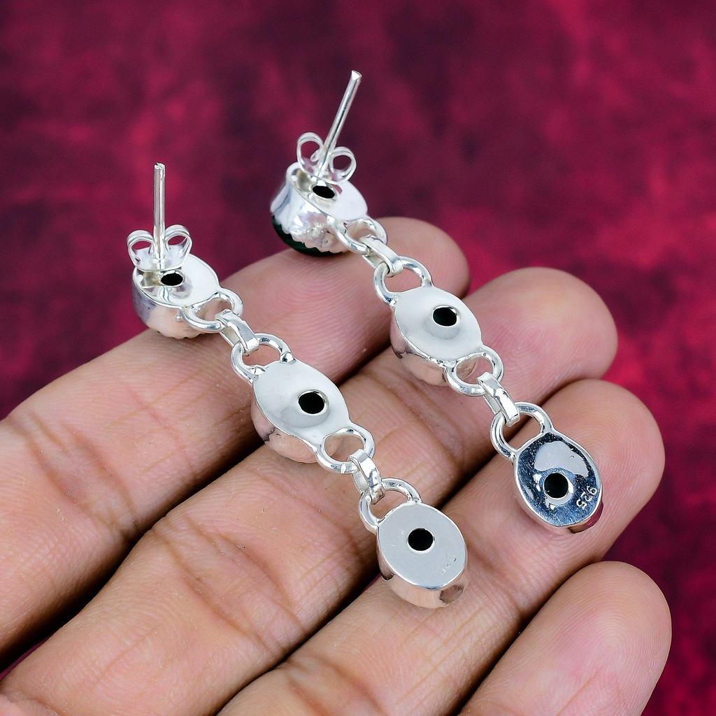 Malachit Ohrringe, 925 Sterling Silber Schmuck, Geschenk für Frauen handgefertigte Ohrringe Edelstein Schmuck