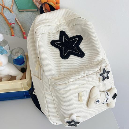 Stern Rucksack Große Kapazität Cord Tagesrucksack Tragbarer Niedlicher Rucksack mit Sternmuster Verstellbare Träger für College Arbeit Reise