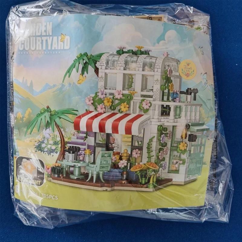 

755PCS Street View Series Garden Courtyard Building Block Flower House Villa Garden Model Bricks Toys For Boy Birthday Gift MOC