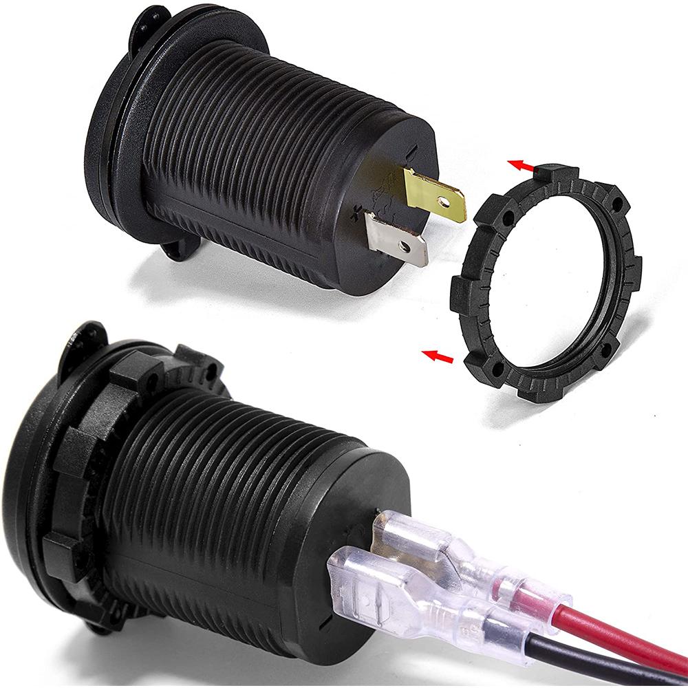 12V 24V Dual USB Charger Socket Power Outlet 2.1A & 2.1A for Car Boat Marine RV Mobile with Wire Fuse DIY Kit Blue Red Green LED