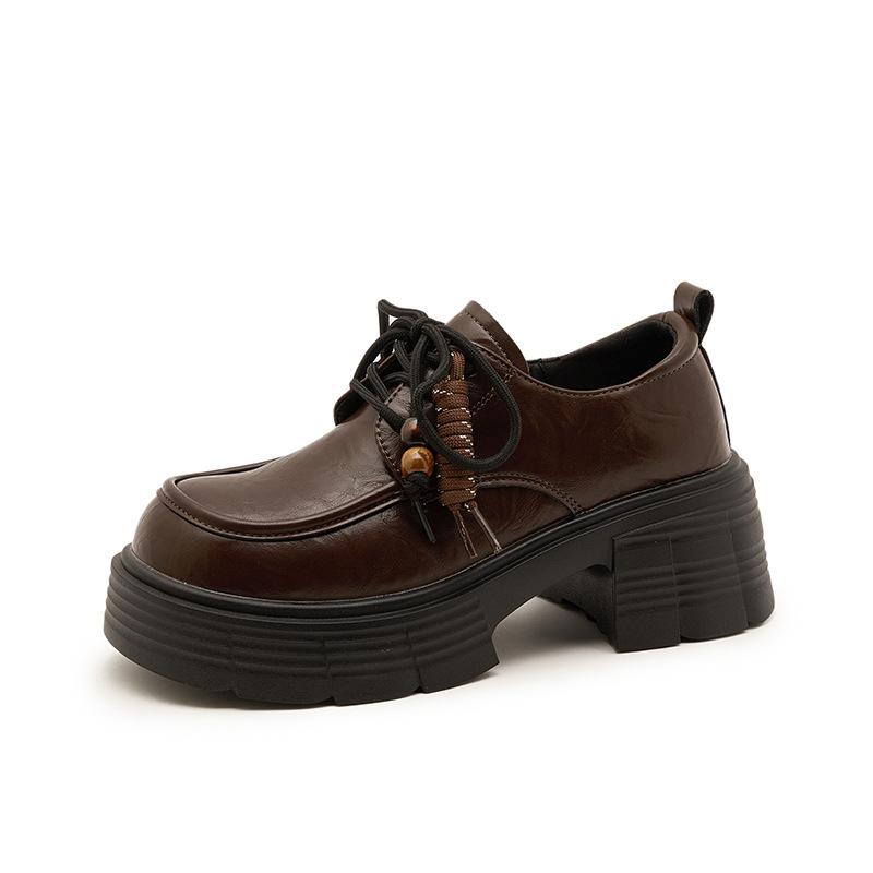 

Platform leather loafers women s 2025 new autumn fashion height increase single shoes versatile platform small leather shoes women 40