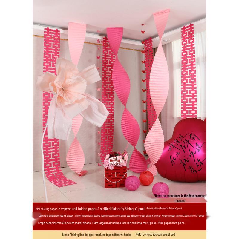 Woman's Bedroom & Living Room Wedding Decoration Set with Tinsel & Morning Robe Background