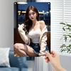 Korean Iron Wall Art Metal Face Poster, Minimalist 2D Decor for Room Cafe Bar, Easy Mounting