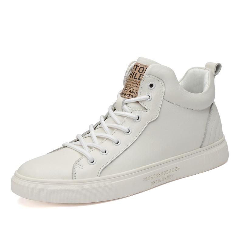 

Высококачественные мужские туфли из натуральной кожи, простые белые зимние модные хлопковые туфли, мужские высокие ботинки для походов на открытом воздухе 45