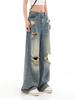 Oversized American Style Distressed Jeans for Women High Waisted Straight Leg Loose Fitting Jeans for Slimming and High Street Vibe Wide Leg Mop Pants