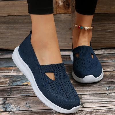 Sapatos femininos malha leve respirável deslizamento em sapatos casuais cor sólida versátil baixa ajuda sapatos planos zapatos de mujer tênis