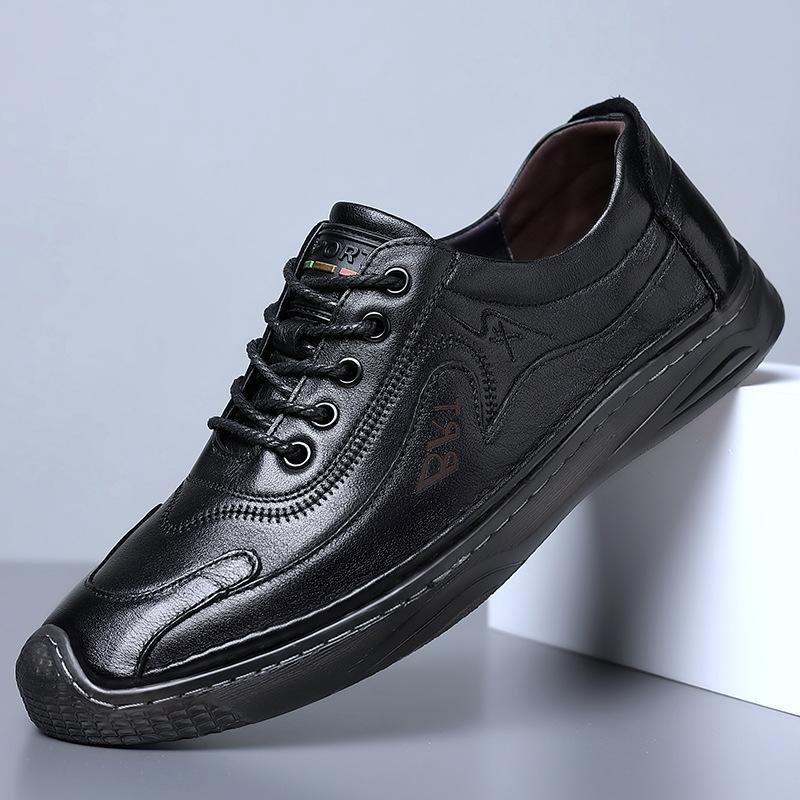 

Весенняя новая мужская повседневная обувь из воловьей кожи с верхним слоем, обувь из мягкой кожи на мягкой подошве, мужская обувь без шнуровки, сшитая вручную подошва 44