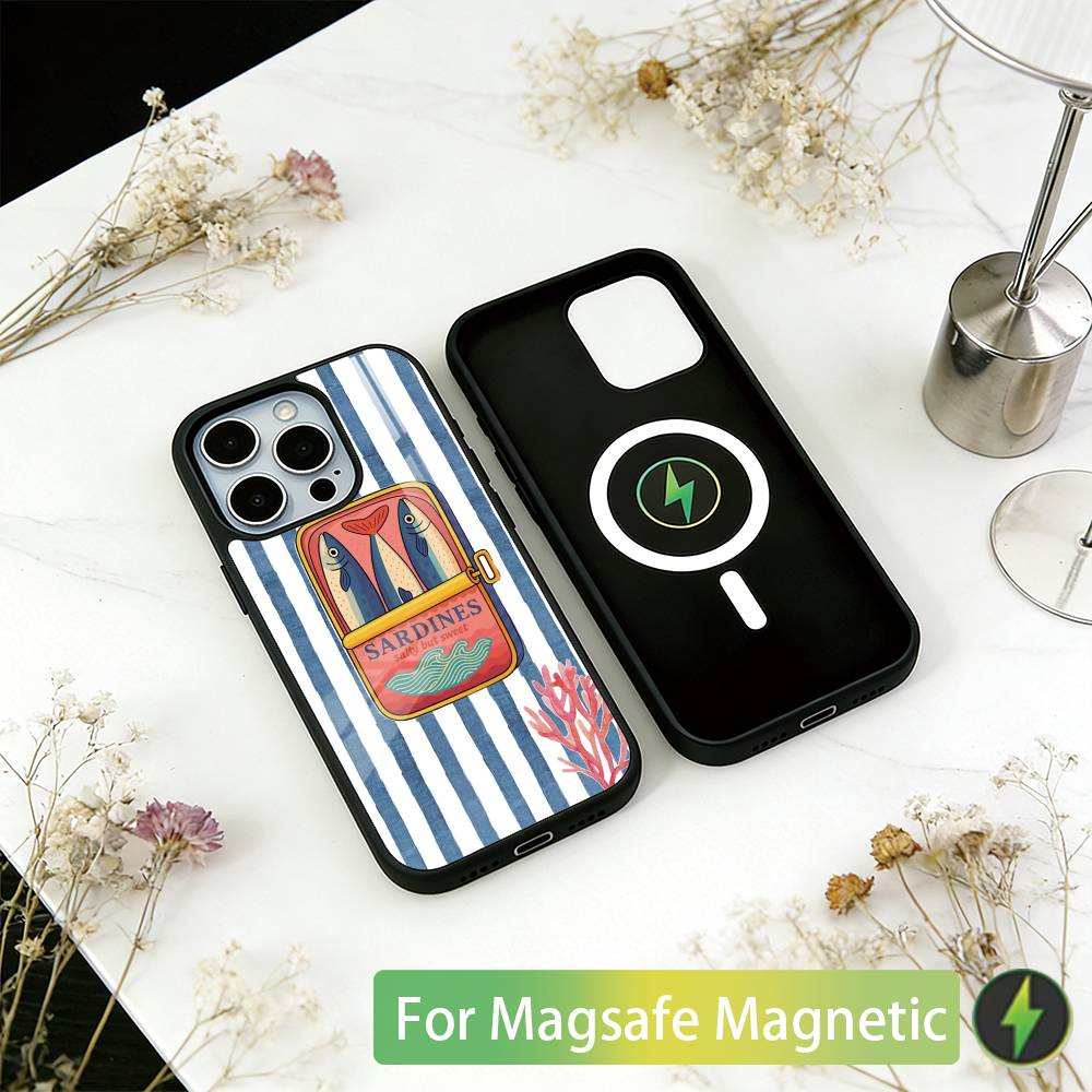 

Sardines Fish Art Phone Case For iPhone17,16,15,14,13,12,11 Plus,Pro Magnetic For Magsafe Wireless Charging iPhone15Pro