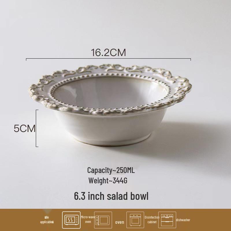 

Керамический набор столовой посуды в стиле барокко: Французская ретро европейская посуда с суповыми тарелками, мисками и обеденными тарелками