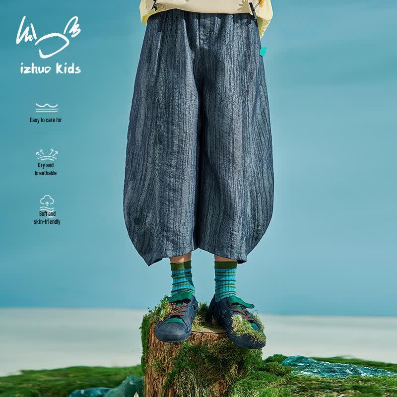 Xiao Rizhe Kids Summer Breathable Wide-Leg Cropped Pants 150