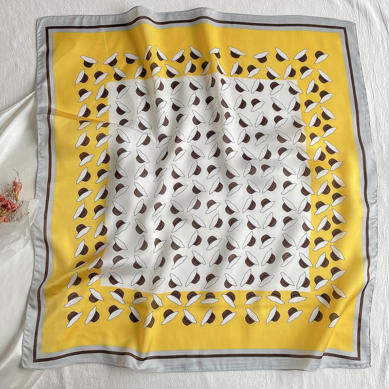 New Small Square Scarf 70cm Women's Thin Edition Color Blocked Printed Silk Versatile Decorative Shawl Autumn/Winter