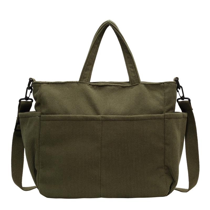 Women's Large-Capacity Corduroy Tote - Versatile Crossbody, Shoulder, Handbag for Commuting and Casual Use