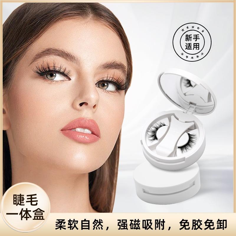 Magnetic False Eyelashes Integrated Box Camellia Western Style Natural Pure Desire Thick Eyelashes