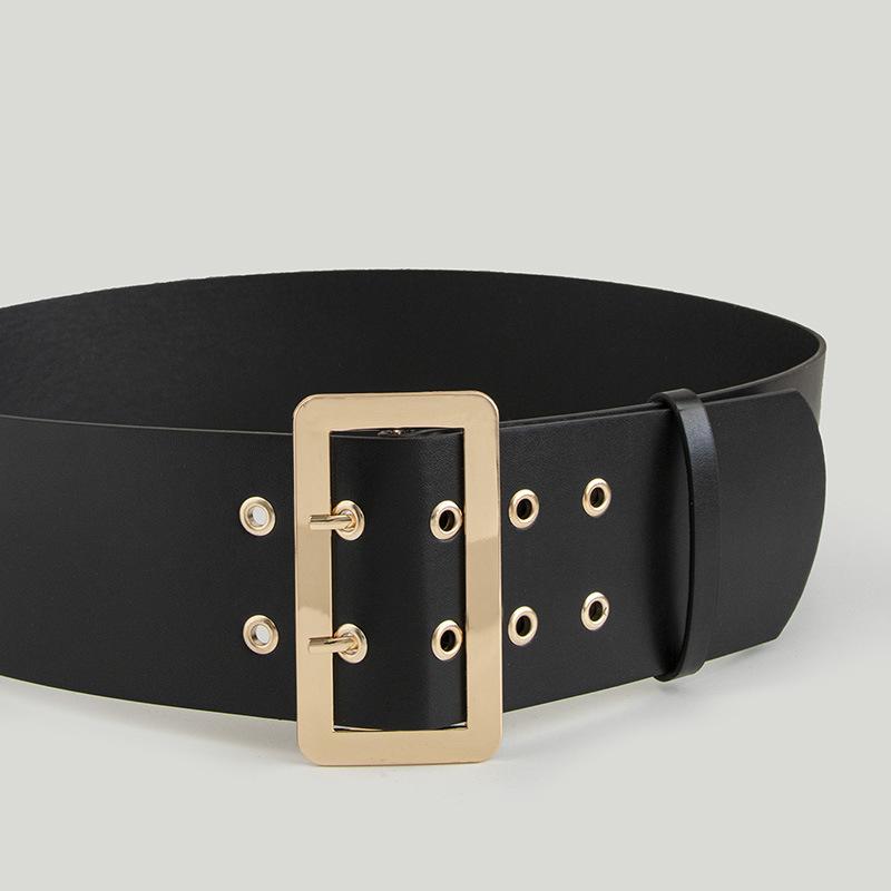 Women's Buckle Double Pin Ultra-wide Christmas Belt PU Air-eye Versatile Cosplay Clothing Paired with Wide Waist Seal