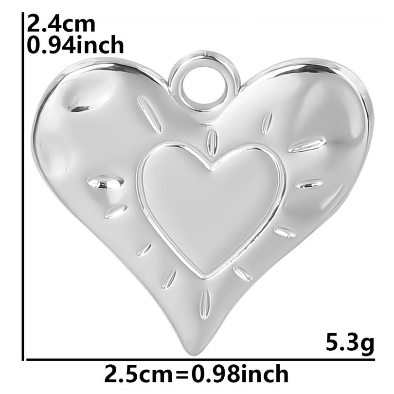 High Quality 6pcs Silver Color Heart Charm Stainless Steel Charms For Jewelry Making Pendnat Breloque Acier Inoxydable Materials